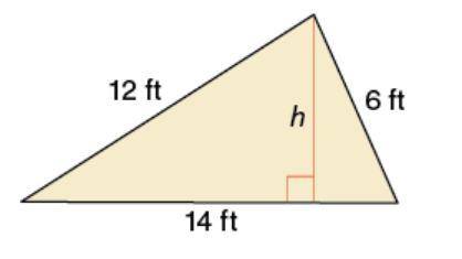 The area of the triangle shown is represented by A = \sqrt{ s(s - 14) (s -12) (s - 6)}, where s is e