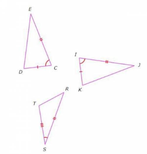 Which two triangles are congruent by the SAS Theorem? Complete the congruence statement △ ____ ≅ △__