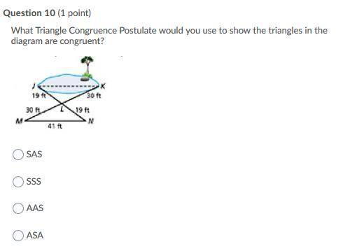 What Triangle Congruence Postulate would you use to show the triangles in the diagram are congruent?