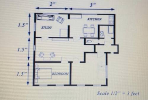 Given the scale drawing of old bedroom apartment, what is the actual length of the apartment from th