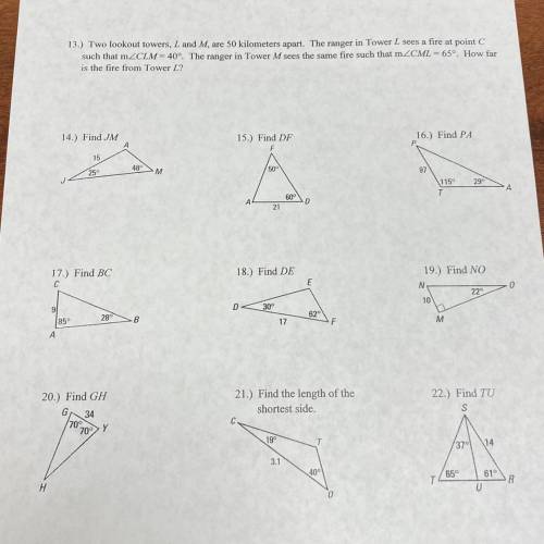 Geometry law of cosines/law questions