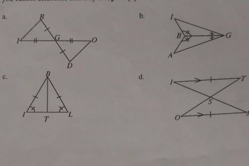 Determine whether or not two triangles in each pair are congruent. If they are congruent, show your