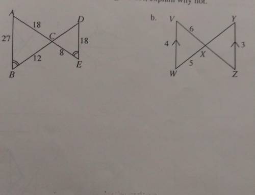 Determine whether or not the two triangles in each pair are similar. If so, write a flowchart to sho