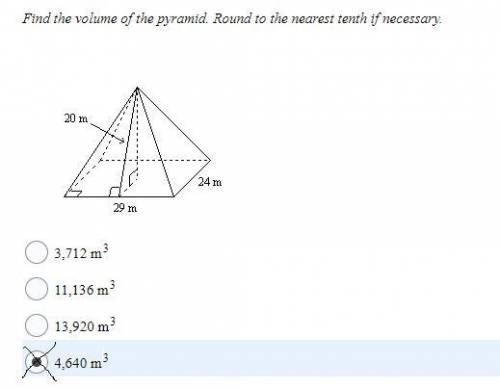 BRAINLIEST 7. Find the volume of the pyramid. Round to the nearest tenth if necessary.