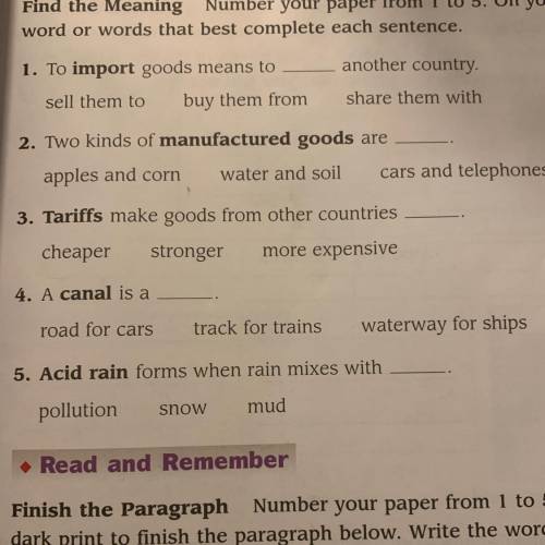 I need to know 1-5 it’s for geography