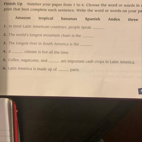 Answers 1-6 for geography homework due tomorrow