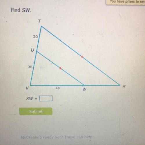 20 points  Find SW (Triangle Proportionality Theorem)
