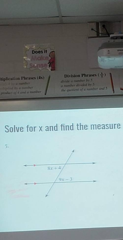 Solve for x and find the measure of each angle