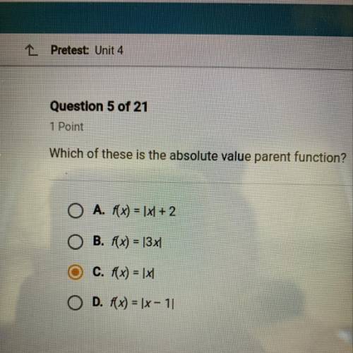 Which of these is the absolute value parent function  Helppp