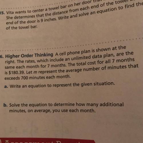 16. Higher Order Thinking A cell phone plan is shown at the right. The rates, which include an unlim