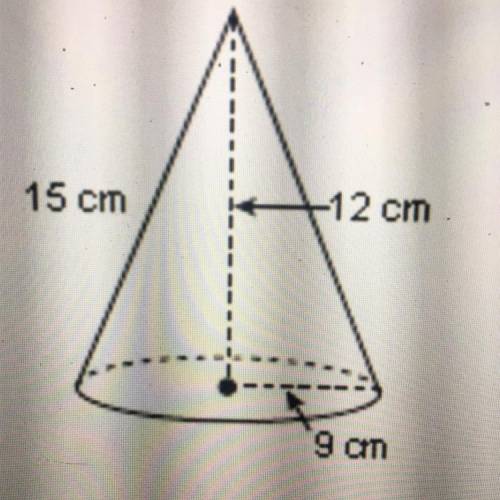 Find the volume of the cone in terms of pi. 72 324 405