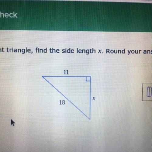 For the following right triangle, find the side length x. Round your answer to the nearest hundredth