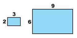 The two figures are similar rectangles. Find the scale factor for the large rectangle to the small r