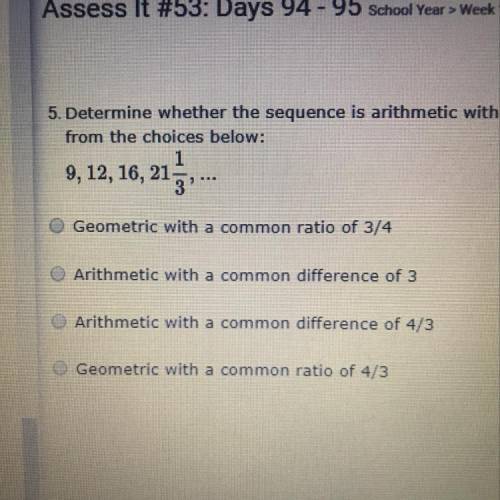 BRAINLIEST PLEASE HELP!! Determine whether the sequence is arithmetic with a common difference or se