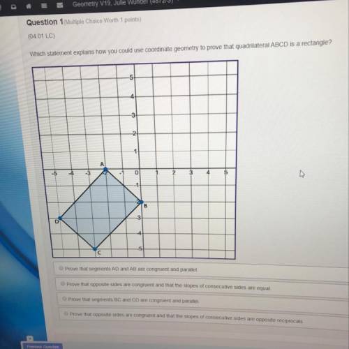 Which statement explains how you could use coordinate geometry to prove that quadrilateral ABCD is a