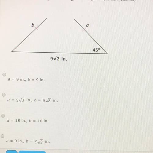 The top angle of the triangle is a right angle. the question is find the missing lengths of the side