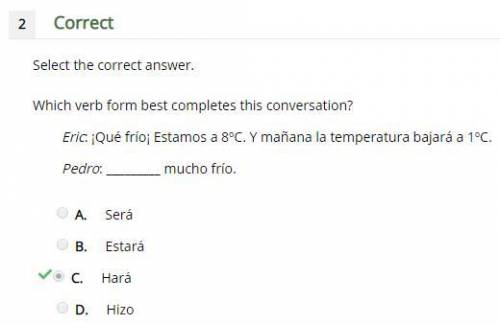 Select the correct answer. Which verb form best completes this conversation? Eric: ¡Qué frío¡ Estamo