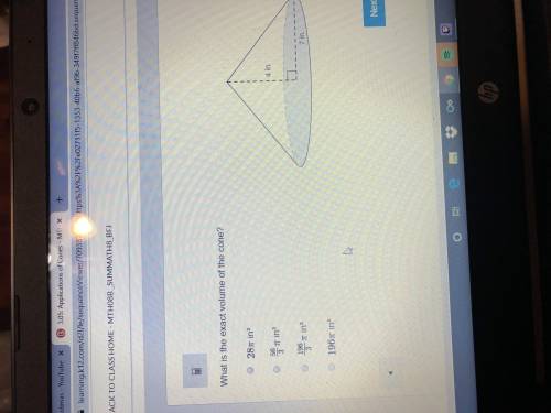 What is the exact volume of a cone with a radius of 7in and a height of 4in ( I got 205.25 but the o