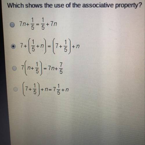 Which shows the use of the associative property?