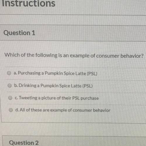 Which of the following is an example of consumer behavior?