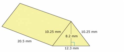 A manufacturer uses a mold to make a part in the shape of a triangular prism. The dimensions of this