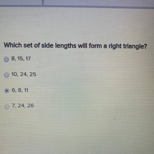 Which side lengths will form a right triangle