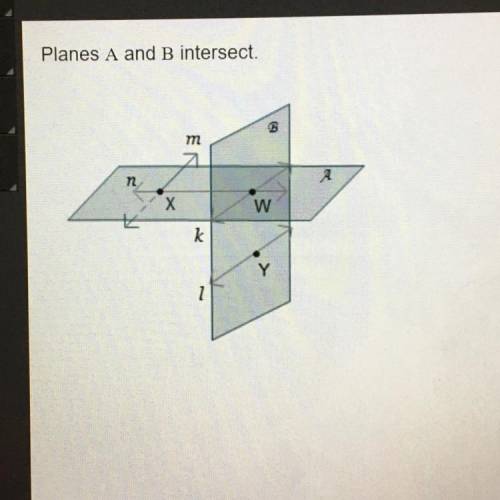 Planes A and B intersect. Which describes the intersection of plane A and line m? line K line N poin