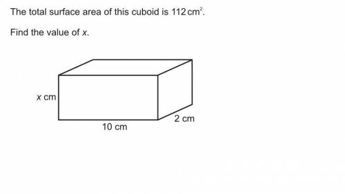 PLS HELP... NEED ANSWER ASAP AS I HAVE A TEST NEXT WEEK!!Q: the total surface area of this cuboid is