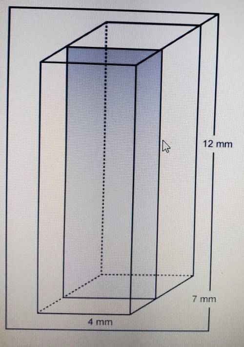 A slice is made perpendicular to the base of a right rectangularprism as shown.What is the area of t