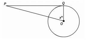 Find the m ∠ x°. Q is tangent to the circle O at point Q and ∠ = 25° . Show your work.