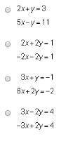 Which system of equations has exactly one solution?
