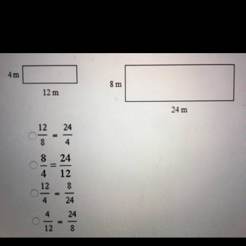 PLEASE HELP!!! The two rectangles are similar. Which is the correct proportion for corresponding sid