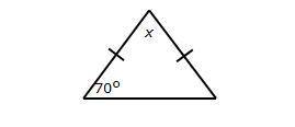 The angles opposite the congruent sides of an isosceles triangle are congruent. Find the value of x