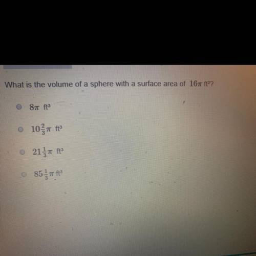 What is the volume of a sphere with area of 16 ft