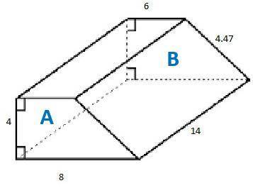 The picture shows a feeding trough that is shaped like a right prism. Surface A and B are identical