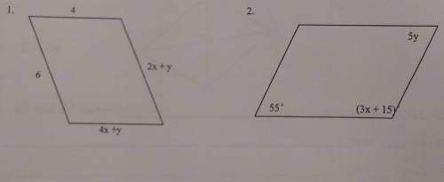Find the values of X and wanted to ensure each quadrilateral is a parallelogram.