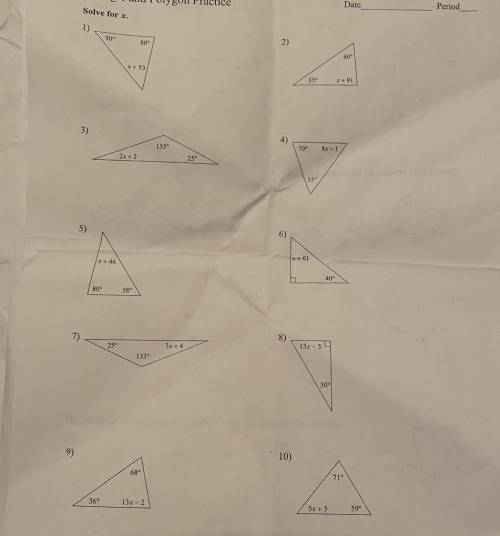 Triangle and polygon practice, help please!! Even just with one of them!