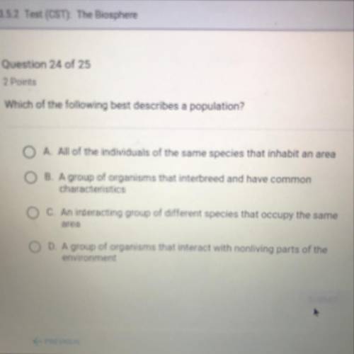 Which of the following best describes a population?