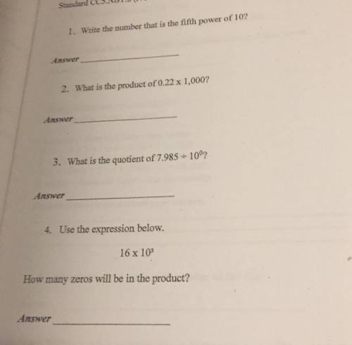 I Need Help With Work Shown 5:Write the fifth power of 10 in two different ways