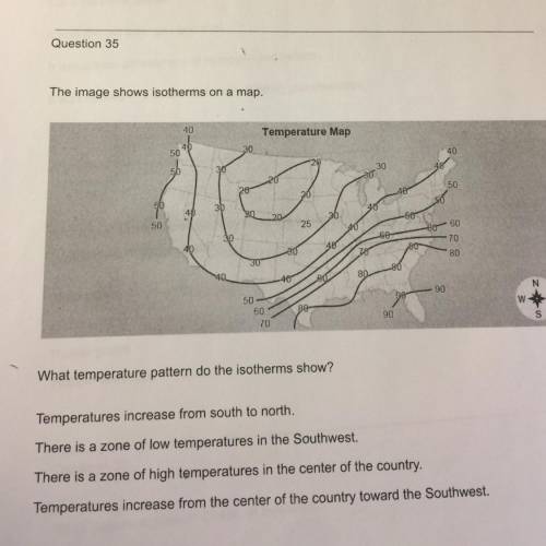 What temperature pattern do the isotherms show?