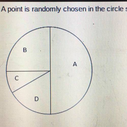A point is randomly chosen in the circle shown below. In which region of the circle is the point cer
