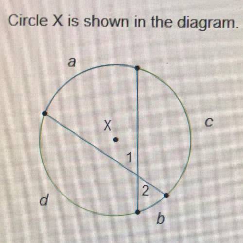 Circle X is shown in the diagram. Which equation can be used to solve for m1? O m1 = (a - b) o m1 =