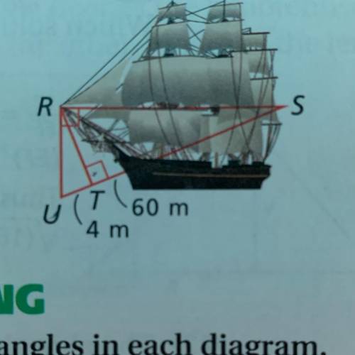 To estimate the length of the USS constitution in boston harbor, a student locates points T and U as