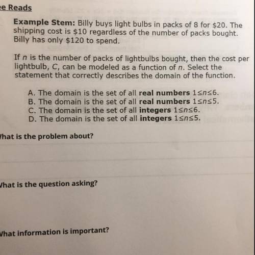I just need help answering the word problem
