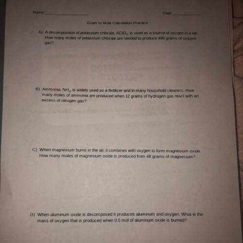 Need help with chemistry please!!