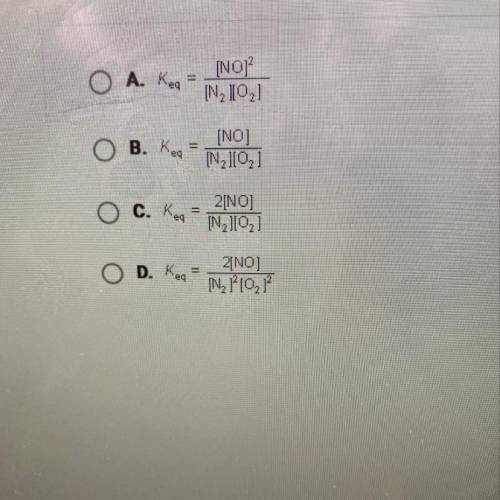 What is the equilibrium constant for the reaction N2(g) +O2(g) = 2NO(g)?