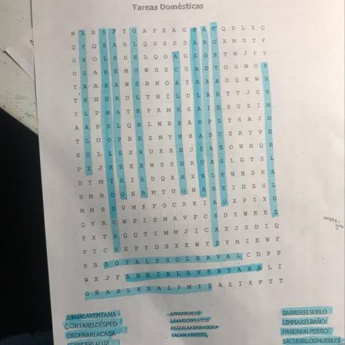 Tareas Domésticas - word search answers