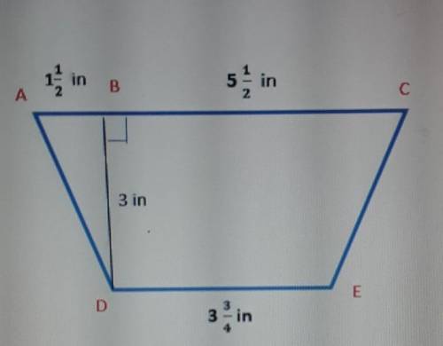 Find the area of trapezoid ACDE.A. 14 1/2 in2B. 16 1/8 in2C. 21 5/6 in2D. 30 1/2 in3