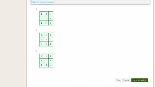 Which magic square results from adding -2 from this original magic square? The answer options are be