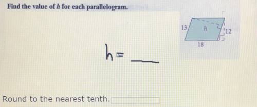Solve for h please! Need answer ASAP, greatly appreciated :)
